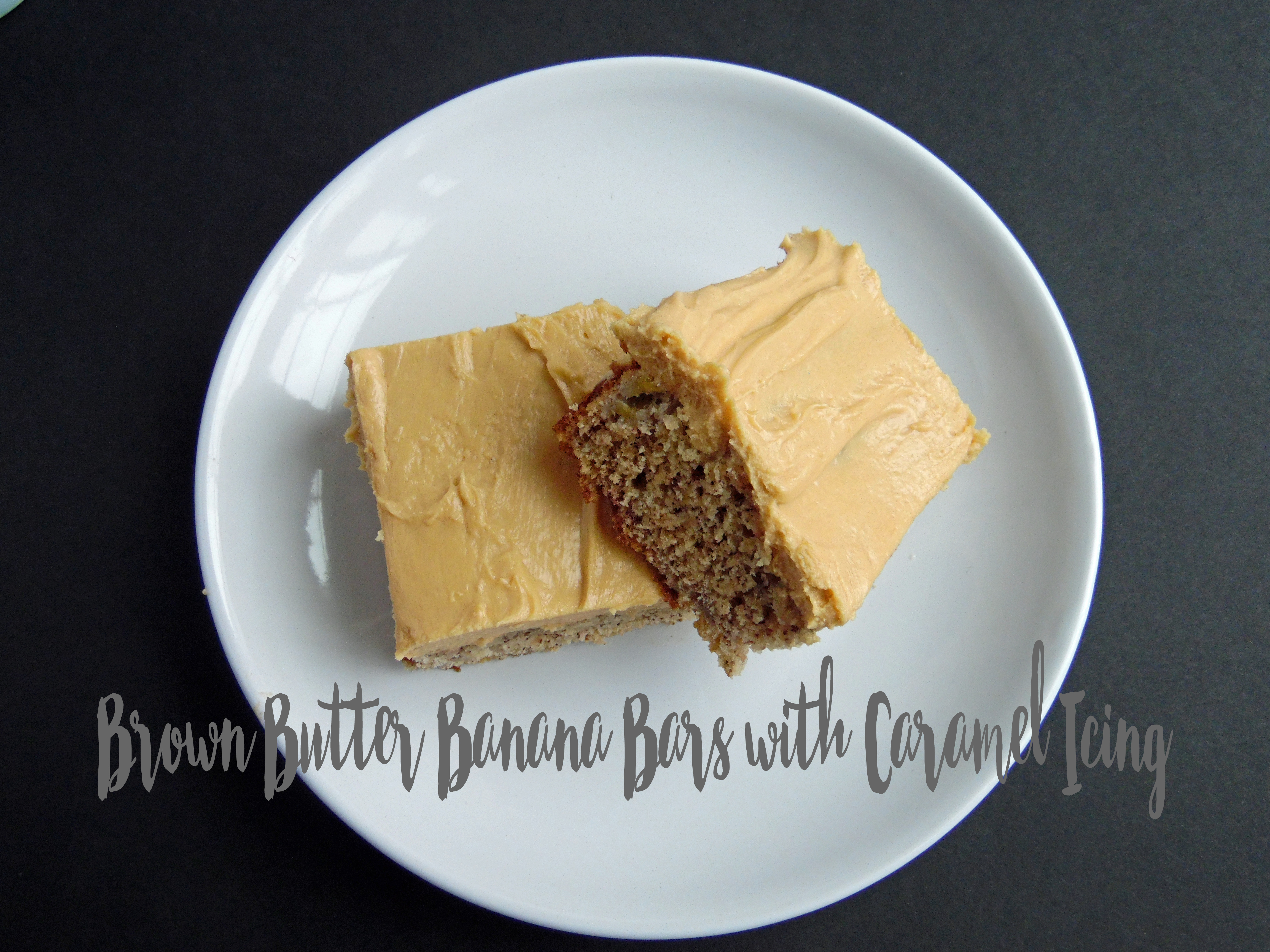 Brown Butter Banana Bars with Caramel Icing