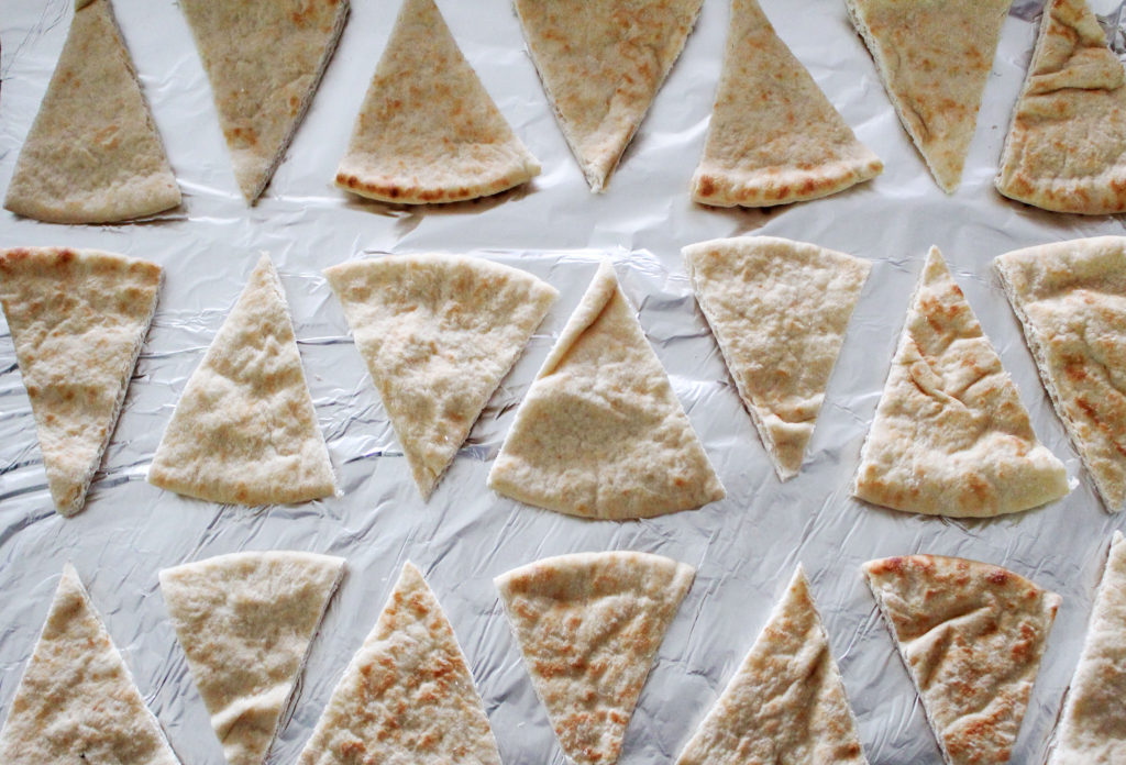 pita bread cut for 2 ingredient pita chips
