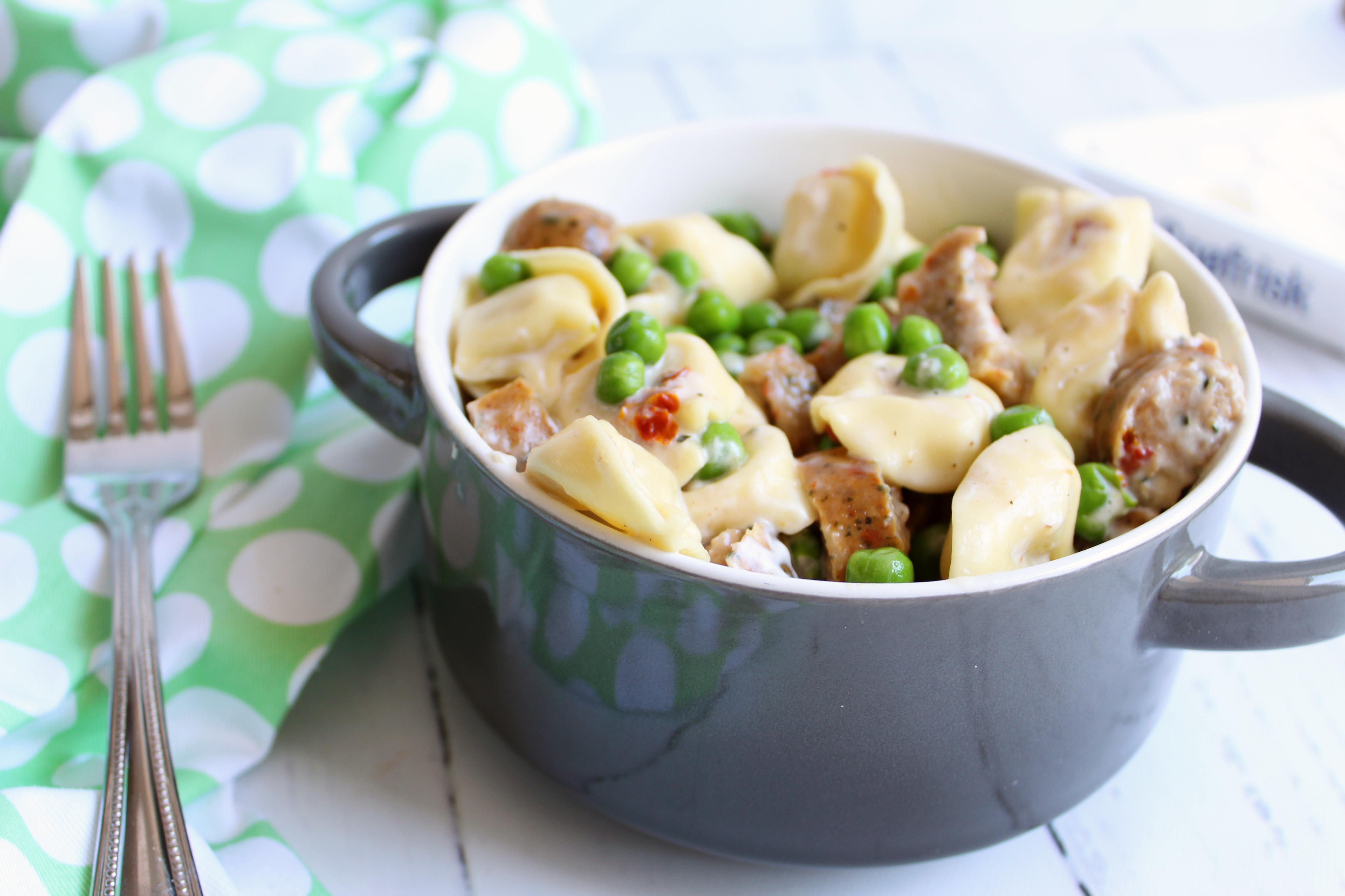 Creamy Goat Cheese Tortellini with Chicken Sausage – a 5 Ingredient Meal!