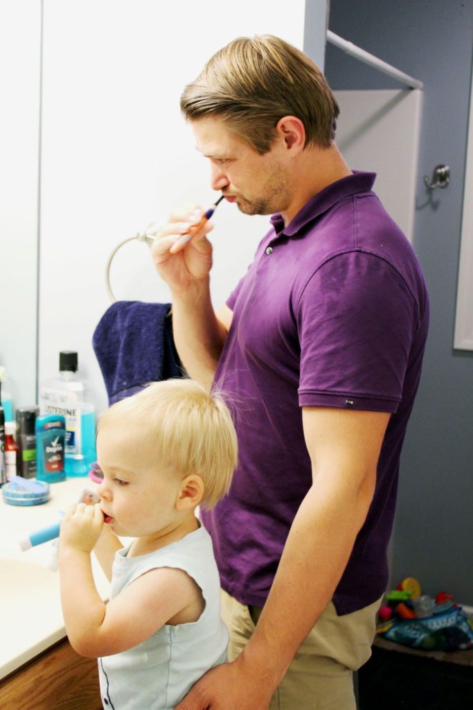 brushing teeth with toddler