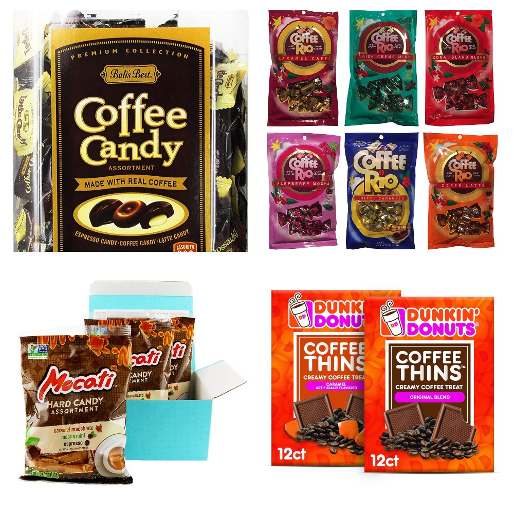 Collage of Candy for Coffee Lovers Gift Guide