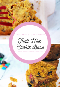 Pumpkin and Cranberry Trail Mix Cookie Bars