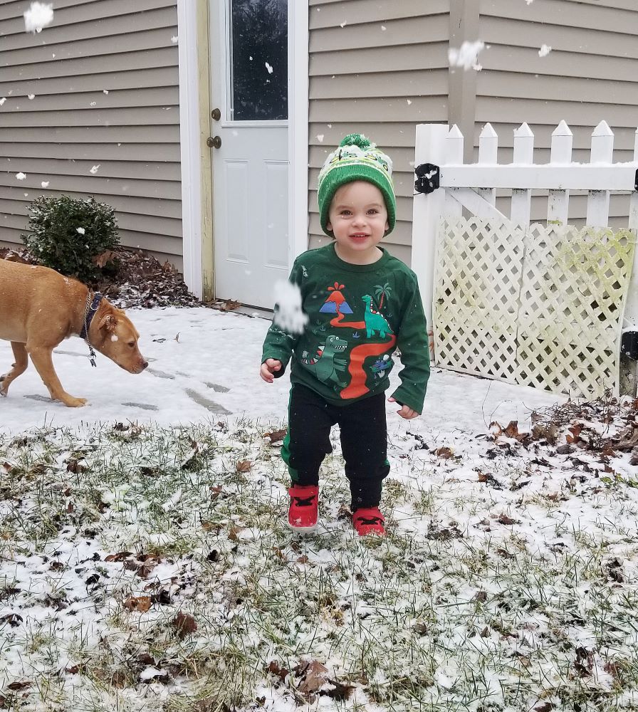 Camden playing in snow