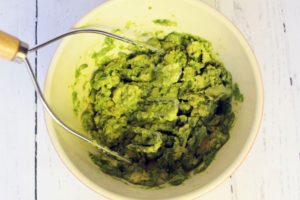 avocadoes mashed for no onion guacamole 1