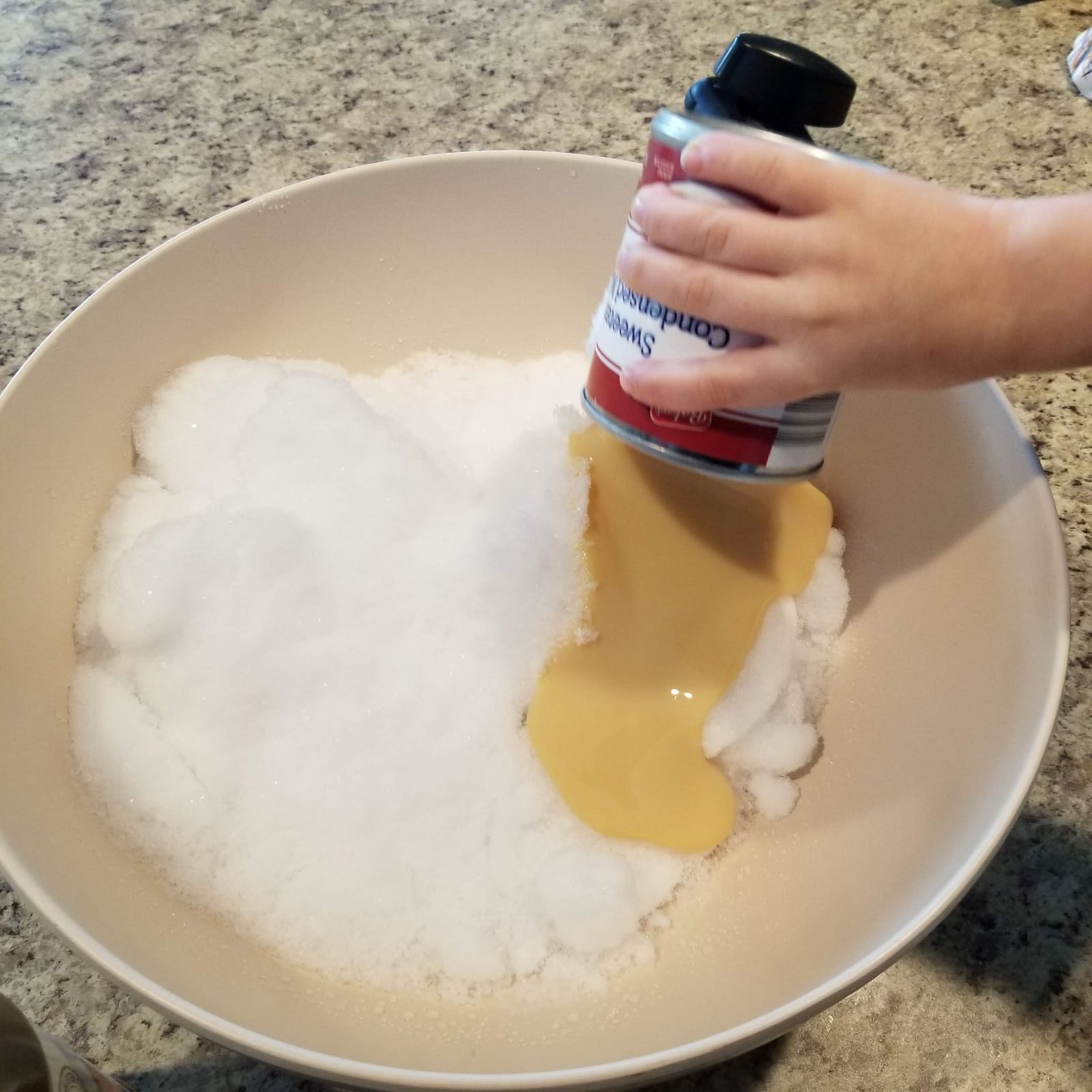add sweetened condensed milk to snow