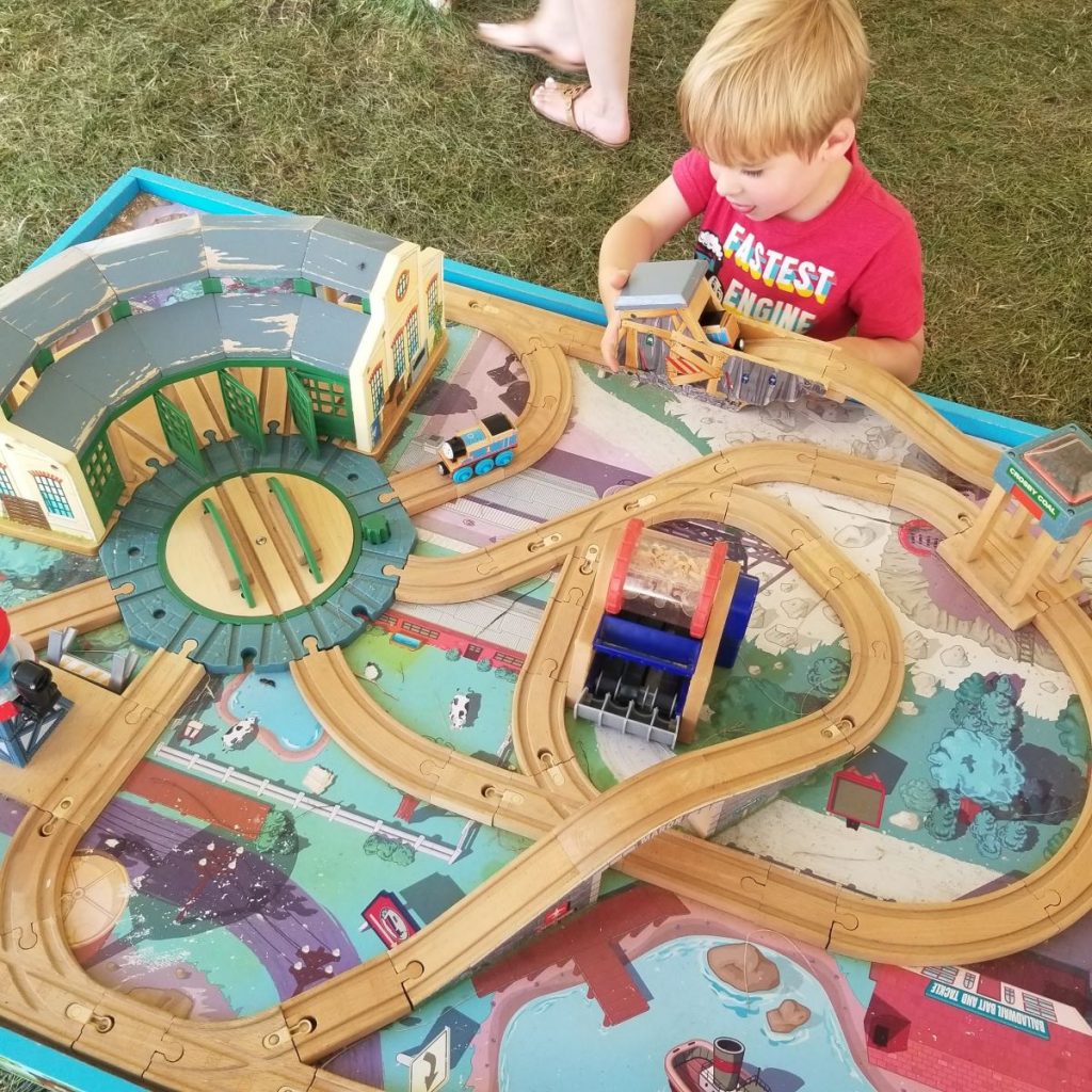 Day Out With Thomas train tables in play tent