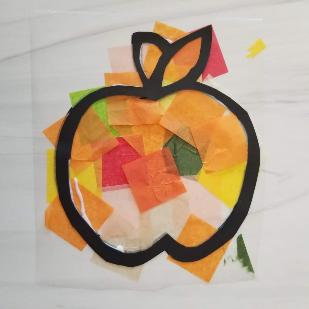 apple suncatcher tissue paper craft
