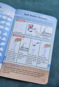 science experiment page from kit book